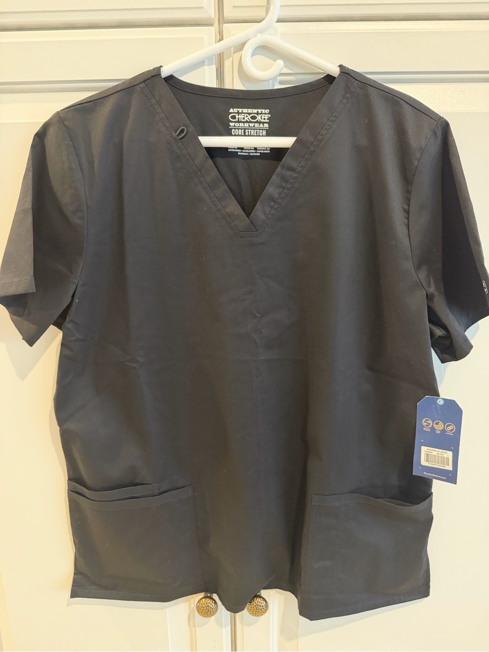 Cherokee Black Short Sleeve V-Neck Scrub Top